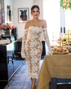 Luxe Wedding Dress, Courthouse Wedding Dress, Bridal Party Outfit, Civil Wedding Dresses, Michael Costello, Wedding Court, Bridal Shower Dress, Engagement Dresses, Strapless Midi Dress