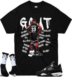 Custom Shirts to match the Jordan 4 White thunder Youth, Men Sizes, and tall. Sizing Chart is available Since all items are made to order, all sales are final. This shirt is available in kids sizes We try to ship all orders out ASAP But There is a 1-3 business day handling time. We also do special request for any hard to match sneaker you may have. Message us Throwback Black Sports T-shirt, Throwback Black T-shirt For Sports Events, Black Short Sleeve Throwback T-shirt, Black Throwback T-shirt For Sports Events, Throwback Black Short Sleeve Top, Black Throwback T-shirt For Sports Season, Throwback Black T-shirt For Sports Season, Throwback Black Pre-shrunk T-shirt, Black Throwback Sports T-shirt