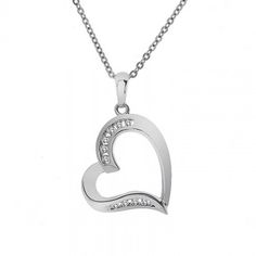 "Show how much you love her by giving her this stunning diamond heart pendant. Simply elegant, round brilliant diamonds are in a channel setting on both sides of the heart. Diamonds weigh 0.15 tcw (total carat weight) with a color/clarity of G SI-1. The heart shaped pendant is casted in 10K white gold and comes with an 18\" 10K white gold chain with a spring ring clasp. Diamond heart pendant weighs 2.70 grams. For more information, contact Avital & Co Jewelry at (212) 764-6851 Payment: Payme Diamond White Channel Set Diamond Necklace, White Diamond Channel Set Necklace, Formal Cubic Zirconia Diamond Necklace With Heart Charm, Formal Diamond Heart Necklace With Heart Charm, Diamond Heart Pendant Necklace For Formal Occasions, Formal Diamond Heart Necklace With Charm, Formal Diamond Heart Charm Necklace, Formal Heart Necklace With Diamond Accents, Formal Diamond Heart Necklace