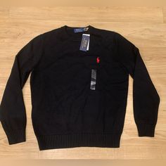 Polo Ralph Lauren Men’s Cotton Knit Crewneck Embroidered Pony Sweater Black M - Xl Ralph Lauren Black Sweater, Polo Ralph Lauren Sweater, Ralph Lauren Sweaters, Knit Crewneck, Sweaters Crewneck, Sweater Black, Polo Ralph Lauren Mens, Cotton Knit, Ralph Lauren Men