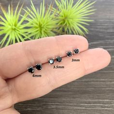 Second Piercing Earrings, Black Stone Earrings, Black Studs, Second Piercing, Piercing Earrings, Black Stud, Tiny Earrings, Earrings Small, Cz Earrings