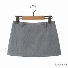 Lasaky - Chic Vintage High-Waisted Mini Skirt with Sexy and Modest Design Fitted Mini Skort Solid Color, Fitted Solid Color Mini Bottoms, Fitted Mini Skort In Solid Color, Fitted Mini-length Skort In Solid Color, Spring High Waist Gray Mini Skirt, Gray High Waist Mini Skirt For Spring, Spring Gray High-waist Mini Skirt, High Waist Stretch Mini Skirt, Stretch High Waist Solid Color Mini Skirt