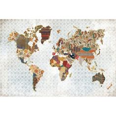 the world map is made up of many different types of things and colors on it