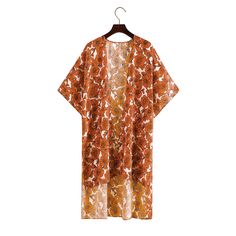 Orange Floral Print 1/2 Sleeves Chiffon Kimono Orange Floral Print, Chiffon Kimono, Swimwear Beach, Beach Dresses, Kimono Top, Floral Print, Floral Prints, Chiffon, Orange