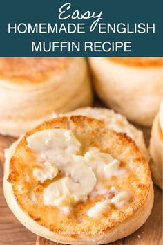 homemade english muffin recipe with text overlay