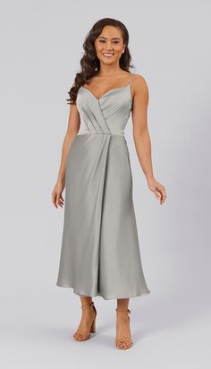 Grey|Jack-Bridesmaid Dress-Kennedy-Blue Bridesmaid Dresses Dusty Sage, Satin Bridesmaid Dress, Short Satin, Grey Bridesmaid Dresses, Black Bridesmaid Dresses, Satin Bridesmaid Dresses, Pleated Bodice, Blue Satin, Satin Dress