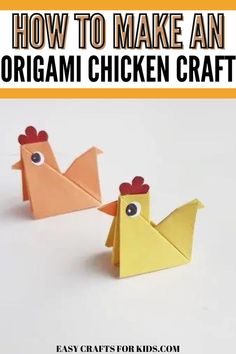 If there is one thing I'm totally obsessed over when it comes to easy crafts for kids is how easy and enjoyable they are. This easy and simple diy origami chicken is one of the most loved easy crafts kids enjoy to recreate. My kids are always happy to recreate animal crafts and this origami chicken has been their favorite. Easter Origami For Kids, Origami Farm Animals, Origami Chicken Easy, Simple Origami Animals, Easter Origami Easy, Chicken Diy Crafts, Chicken Games For Kids, Bird Crafts For Kids Easy, Oragami Ideas Easy For Kids