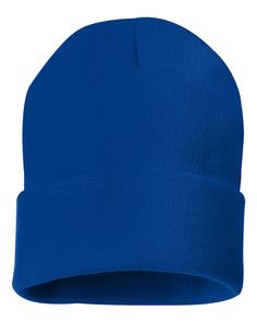 Colorblocked 12" Cuffed Beanie - ROYAL BLUE - ONE SIZE | Sportsman 12" Solid Cuffed Beanie Hat in Royal Blue | Acrylic Slouchy Style, Cuffed Beanie, Knit Beanie Hat, Pom Beanie, Leather Patches, Knit Scarf, Knit Beanie, 50 50, Keep Warm