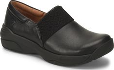 It's slip resistant, breathable with a moisture wicking lining and fluid resistant to keep your feet dry. Fade-resistant Leather Slip-on Walking Shoes, Comfortable Fade-resistant Synthetic Walking Shoes, Comfortable Black Slip-resistant Walking Shoes, Comfortable Slip-resistant Black Walking Shoes, Comfortable Black Slip-ons With Arch Support, Black Slip-resistant Synthetic Walking Shoes, Comfortable Slip-on Walking Shoes Fade-resistant, Black Sporty Slip-ons With Arch Support, Sporty Black Slip-ons With Arch Support