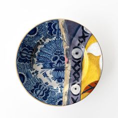 “Bloomsbury” includes several hand painted Blue & White plates, among which a rare 18th C. plate with a peony motif from De Lampetkan pottery (1609-1811) in Delft; a 20th C. plate with Peacock Feather motif; a Delfts Blue plate from the Porceleyne Fles factory; a late 19th C. Chinese plate and an 18th C. English plate. The painting is inspired by the works of Duncan Grant and Vanessa Bell from the Bloomsbury Group and Omega Workshop in England.  This one of a kind wall art composition of decorat Omega Workshop, Blue White Plates, Duncan Grant, Vanessa Bell, Bloomsbury Group, Art Composition, Blue Plate, China Painting, White Plates