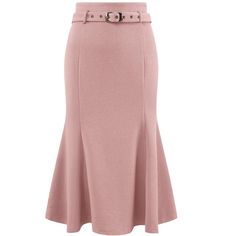 Keep your look professional and stylish in this fishtail skirt from Hobemty. Featuring a high waist, ruffle hem, stretchy fabric, belted, and midi length, this skirt is perfect for various occasions. Pair it with solid shirts and high heels for a chic office look. Focused on ladies' semi-formal wear, it can be a perfect addition to almost any outfit from formal to daily wear. Great for work, meetings, office, businesses, parties, cocktails, weddings, casual, daily dressing, and more. Elegant Mermaid Hem Skirt For Spring, Fitted Flare Skirt In Solid Color, Solid Fitted Flare Skirt, Solid Flared Fitted Skirt, Solid Color Fitted Flare Skirt, Fitted Ruffle Hem Bottoms For Workwear, Fitted Bottoms With Ruffle Hem For Work, Chic Fitted Skirt With Ruffle Hem, Chic Fitted Skirt With Mermaid Hem