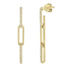 Diamond Paper Clip Link Earrings - Gunderson's Jewelers Contemporary Fine Jewelry, Link Earrings, Gold Paper, Sell Gold, Yellow Gold Earring, 14kt Gold, Paper Clip, Or Rose, Earring Set