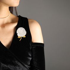 Add a touch of elegance with our Alloy Noble White Rose Flower Brooch. Made from high-quality alloy, this brooch features a stunning white rose design. Perfect for dressing up any outfit and making a statement, this brooch is a must-have accessory for any fashion-forward individual. Tarnish-proof Water-proof Sleep / Nap-proof Safe for sensitive skin Wear it while working out &showering Designed to wear 24/7 If there is no stock, the product will take 15 days to produce Please leave your usual em Baby Charm Bracelet, Sterling Silver Nose Rings, White Rose Flower, Silver Nose Ring, Gemstone Earrings Gold, Flat Back Earrings, Custom Wedding Rings, Feather Necklaces, Gemstone Necklace Pendant