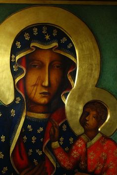 an icon of the virgin mary and child jesus