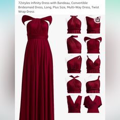 72 Styles Nwt Infinity Dress In Red Square (Burgundy). Convertible Bridesmaids Dress Or Special Occasion Long One Size Fits All. Multi Way Twist Wrap Dress. Convertible Dress. Infinity Dresses, Red Infinity, Convertible Bridesmaid Dress, Red Square, Convertible Dress, Infinity Dress, Woman's Fashion, Bridesmaids Dress, One Size Fits All