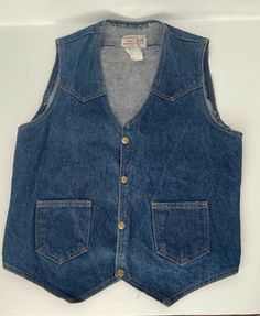 MEDIUM VTG Saddle King Western Jean Vest Denim Brass Snaps USA Rockabilly EUC. Condition is Pre-owned. Shipped with USPS Priority Mail. Vest Denim, Western Jeans, Jean Vest, Wardrobe Inspiration, Denim Jean, Denim Vest, Priority Mail, Saddle, Denim Jeans