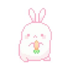 an image of a pixelated bunny with a carrot in its mouth