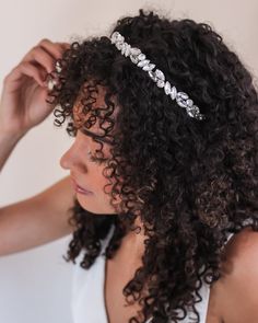 Perfect for a pop of sparkle to your bridal look, our Nora Crystal Headband is hand wired to perfection with round & marquise crystals in a timeless floral design. A fun accessory for any special occasion! Measures 11 inches x .5 inches. Crafted with all clear crystals. Flexible, lightweight and easy to style. Style #3417 Hairpiece Wedding, Headband Wedding Hair, Bridal Hairpiece, Silver Headband, Headband Wedding, Flower Girl Hairstyles, Crystal Headband, Rhinestone Headband, Rhinestone Bridal