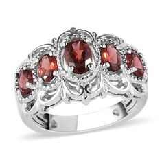 PRICES MAY VARY. BIRTHSTONE RING - Stand out with our stunning red garnet statement rings for women - a captivating blend of elegance and style! featuring natural garnet gemstones - a symbol of love, strength, and spiritual harmony. Perfect january birthstone ring for those born in january, as garnet is used as the january birthstone jewelry for women. METAL - Crafted with care in skin friendly material with PLATINUM PLATING, suitable for all skin types. This red garnet ring for women showcases January Birthstone Jewelry, January Birthstone Rings, Red Garnet Ring, Garnet Crystal, Garnet Jewelry, Garnet Ring, Rhodolite Garnet, Stone Engagement Rings, Birthday Jewelry Gift