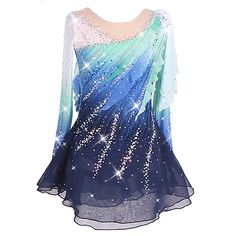 a blue and green dress with stars on it