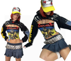 Model is wearing our "Iron Maiden Hoodie Set" Punk Style Winter Festival Tops, Winter Festival Punk Style Tops, Band Logo Tops For Spring Streetwear, Edgy Tops For Winter Festival, Edgy Festival Tops, Band Hoodies, Kawaii Style, I'm With The Band, Hoodie Set