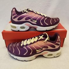 Brand New In The Original Box. Women's Size 8.0 Gs Size 6.5y Air Max Plus Tn Tuned Gs 'Lucky Charms' Please See All Attached Pictures For Any Additional Details. Purple Sneakers With Air Max Cushioning For Spring, Purple Sneakers For Sports In Spring, Nike Purple Sneakers For Spring, Nike Purple Spring Sneakers, Nike Cortez Vintage, Nike Low Tops, Nike Blazer Low 77, Air Max Plus Tn, Nike Air Force 1s