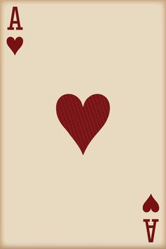 playing cards with hearts on the front and back sides, all in red ink against a beige background