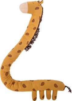 a stuffed giraffe with long legs and brown spots on it's body