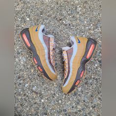 Size: 8.5 Men's Color: Wheat Brown/Orange Material: Rubber Sole Shoes Nike Air, Orange Material, Air Max 95, Nike Air Max 95, Brown Orange, Shoes Nike, Mens Shoes Sneakers, Brown Color, Wheat