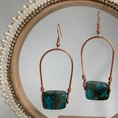 Beautiful Chunky Rectangle Jasper Gemstone Beaded Earrings Bohemian Style At Its Best These Are Hand Made With Gemstone Beads And Each One Has Subtle Differences Overall Length: 2.25” Tarnish Resistant Copper Wire Copper Represents The Goddess Of Love Copper Is Said To Attract Good Luck And Money New Handmade By Me In My Atlanta Jewelry Studio Be Sure To Check Size Before Purchasing Please Let Me Know If You Have Any Questions Ready To Ship Note Colors May Be Slightly Different From The Pictures Handmade Crystal Jewelry, Blue Topaz Earrings, Goddess Of Love, Wire Work Jewelry, Earrings Bohemian, Handmade Wire Jewelry, Work Jewelry, Jewelry Studio, Jasper Beads