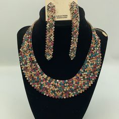 Brand New With Tags Matching Rhinestone Necklace & Earring Set In Gold Tone Setting Adjustable Lobster Clasp Beautiful Gift For Young Or Older Woman Multicolor Crystal Jewelry With Sparkling Stones, Multicolor Rhinestone Necklace With Sparkling Stones For Party, Multicolor Crystal Rhinestone Necklace With Sparkling Stones, Elegant Multicolor Evening Jewelry, Multicolor Crystal Jewelry With Stones, Multicolor Sparkling Stones Jewelry For Wedding, Multicolor Crystal Rhinestone Costume Necklace, Multicolor Crystal Rhinestone Necklace, Multicolor Wedding Jewelry With Sparkling Stones