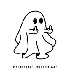 a black and white drawing of a ghost with one eye open, pointing to the side