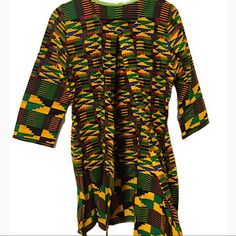 Brand New, Bought On A Trip To Ghana But Never Wore Cause Arms Too Short For Me, It’s Handmade So Has No Tags Fall Yellow Crew Neck Blouse, African Fabric, Too Short, Ghana, Green Yellow, Ankara, Coats Jackets, Jackets For Women, Jackets & Coats