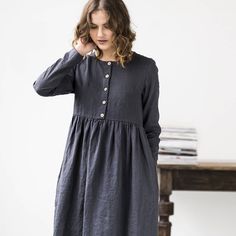 notPERFECTLINEN Linen Maternity Dress, Coloring Fabric, Linen Maternity, Current Aesthetic, Simple Clothes, Linen Midi Dress, Linen Maxi Dress, Abayas Fashion, Long Sleeve Midi