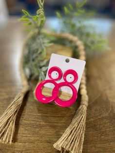 Wake Me Up Earrings Retro Pink Drop Earrings, Pink Retro Earrings For Gift, Retro Pink Earrings For Party, Trendy Circle Earrings, Retro Pink Party Earrings, Pink Fun Hoop Earrings As Gift, Fun Pink Hoop Earrings For Gift, Fun Pink Hoop Earrings As Gift, Pink Circle Earrings As A Gift