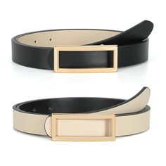 PRICES MAY VARY. 【Reversible Leather Belt】 Paying for one belt but getting two colors to use! The classic gold rectangle buckle is detachable, change it to another side you can get a different color women's belt, with worthy and convenient design. The belt is perfect to be paired with your favorite jeans, casual pants and dresses. 【Adjustable Belts for Women】 Fit size from 26" to 50", 0.9" width, please measure the part you want to wear before buying, then refer to the size chart to find your si Leather Dress Fashion, Dresses Ladies, Women's Belt, Branded Belts, Chic Gifts, Reversible Belt, Fashion Belts, Classic Gold, Leather Belts