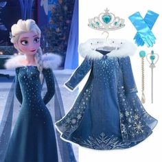 a frozen princess dress with tiara and gloves