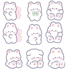 some cute little teddy bears with different expressions