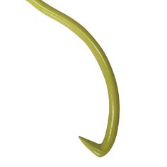 a green plastic hook on a white background