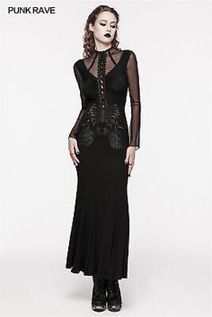 PUNK RAVE Women Skeletons Gothic Victorian Steampunk Black Party Maxi Dresses  | eBay Party Maxi Dresses, Steampunk Black, Gothic Dresses, Women Skeleton, Mystery Party, Harry Potter Outfits, Gothic Victorian, Personal Style Inspiration, Slim Fit Dress