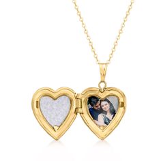 Ross-Simons - 10kt Two-Tone Gold Floral Heart Locket Necklace. 18". Canaria fine jewelry. Perfect for everyday wear, these genuine 10kt gold wardrobe essentials are fashionable, fun and designed to last a lifetime. Strong and durable, our collection of gold classics is always a great value. This timeless and feminine 10kt yellow and rose gold floral heart locket necklace is a sweet addition to your style. Suspends from a cable chain. Fits approx. 5/16" x 3/8" photo inside. Satin and polished fin Valentine's Day Yellow Gold Locket Necklace For Anniversary, Yellow Gold Heart Cut Locket Necklace For Anniversary, Gold Wardrobe, Heart Locket Necklace, Floral Heart, Heart Locket, Gold Floral, Locket Necklace, Heart Pendant Necklace