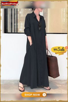 Casual Solid Cotton Linen Shirt Collar Long Sleeve Maxi Dress P591060 Casual Long Shirt Dress With Pockets, Casual Long Sleeve Shirt Dress With Pockets, Casual Long Shirt Dress, Casual Long Sleeve Maxi Dress With Buttons, Casual Collared Maxi Dress With Pockets, Casual Long-sleeved Shirt Dress Relaxed Fit, Relaxed Fit Long Sleeve Casual Shirt Dress, Casual Long Sleeve Shirt Dress Relaxed Fit, Casual Maxi Shirt Dress With Pockets