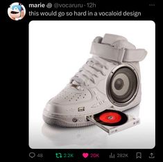 a pair of shoes with speakers attached to them