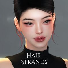 an animated image of a woman's face with her hair pulled back into a bun