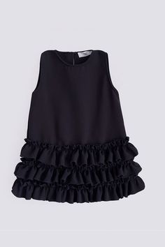 Baby girl Sleeveless Ruffle Hem Dress For Dress-up, Solid Color Sleeveless Dress With Ruffles For Party, Solid Sleeveless Ruffled Dress For Parties, Solid Sleeveless Ruffle Dress, Sleeveless Ruffled Dress For Dress-up, Sleeveless Ruffled Dress For Summer Dress-up, Summer Sleeveless Dress With Ruffles For Dress-up, Chic Sleeveless Dress For Dress-up Occasion, Black Sleeveless Ruffle Dress For Spring