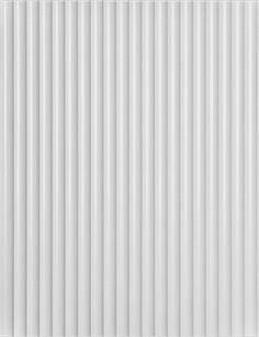 a white wall with vertical slats on the top and bottom, against a white background