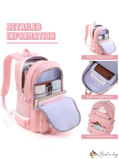 BirdinBag - SCIONE Large Teen Travel Backpack - Waterproof, Fits 15.6 Laptop, with Shoe Compartment, Ideal for Outdoor Sports Pink Laptop Bag For School, Pink Backpack Laptop Bag For School, Pink Functional Study Backpack, Back To School Laptop Bag With Zipper Pocket, Large Capacity Functional Laptop Bag For Back To School, Functional Waterproof Laptop Bag For School, Functional Large Capacity Laptop Bag For Back To School, Functional Large Capacity Laptop Bag For School, Portable Functional Laptop Bag For School