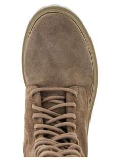 'Ranger' suede boots with laces, rubber sole. Composition: 100% calfskin leather (Bos Taurus) Rugged Suede Lace-up Boots With Moc Toe, Rugged Suede Lace-up Combat Boots, Suede Lace-up Boots With Vibram Sole, Suede Lace-up Boots With Vibram Sole And Plain Toe, Rugged Suede Lace-up Boots With Vibram Sole, Brown Suede Lace-up Combat Boots, Suede Work Boots With Vibram Sole, High-top Suede Lace-up Boots With Rubber Sole, Suede High-top Lace-up Boots With Rubber Sole