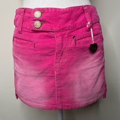 Betsey Johnson Hot Pink Miniskirt Size: 27w (This Skirt Fits Like A Size Small. I Am 125 Lbs And It Fits Me Perfect) Length: Front 12” Back 14.5” Condition: Nwot Material: 97% Cotton 3% Spandex Pink Fitted Y2k Denim Skirt, High Waist Fitted Corduroy Mini Skirt, Fitted Mini-length Corduroy Skirt, High Waist Corduroy Mini Skirt, Corduroy Lined Mini Skirt, Fitted Corduroy Skirt With Lining, Fitted Corduroy Lined Skirt, Spring Corduroy Mini Skirt, Fitted Corduroy Mini Skirt For Spring