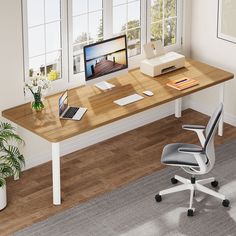 78 Computer Desk, Wood Office Desk Writing Table Tribesigns Double Desk Home Office, Long Computer Desk, Rustic Office Desk, Double Desk, Wood Office Desk, Sleek Desk, Curved Table, Wood Computer Desk, Rustic Office